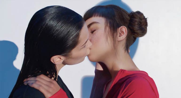 virtual being Lil Miquela makes out with flesh-and-blood supermodel Bella Hadid in a Calvin Klein commercial